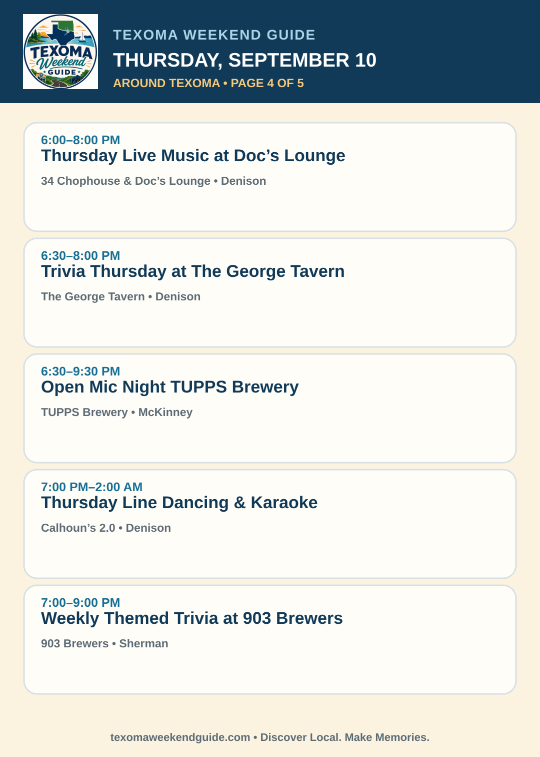 Texoma Weekend Guide Thursday, September 10 roundup — page 4