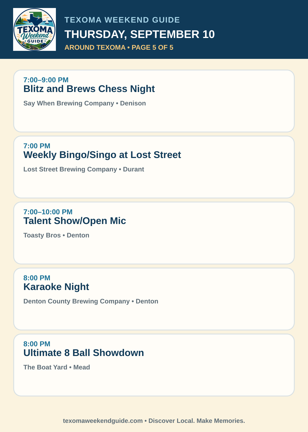Texoma Weekend Guide Thursday, September 10 roundup — page 5