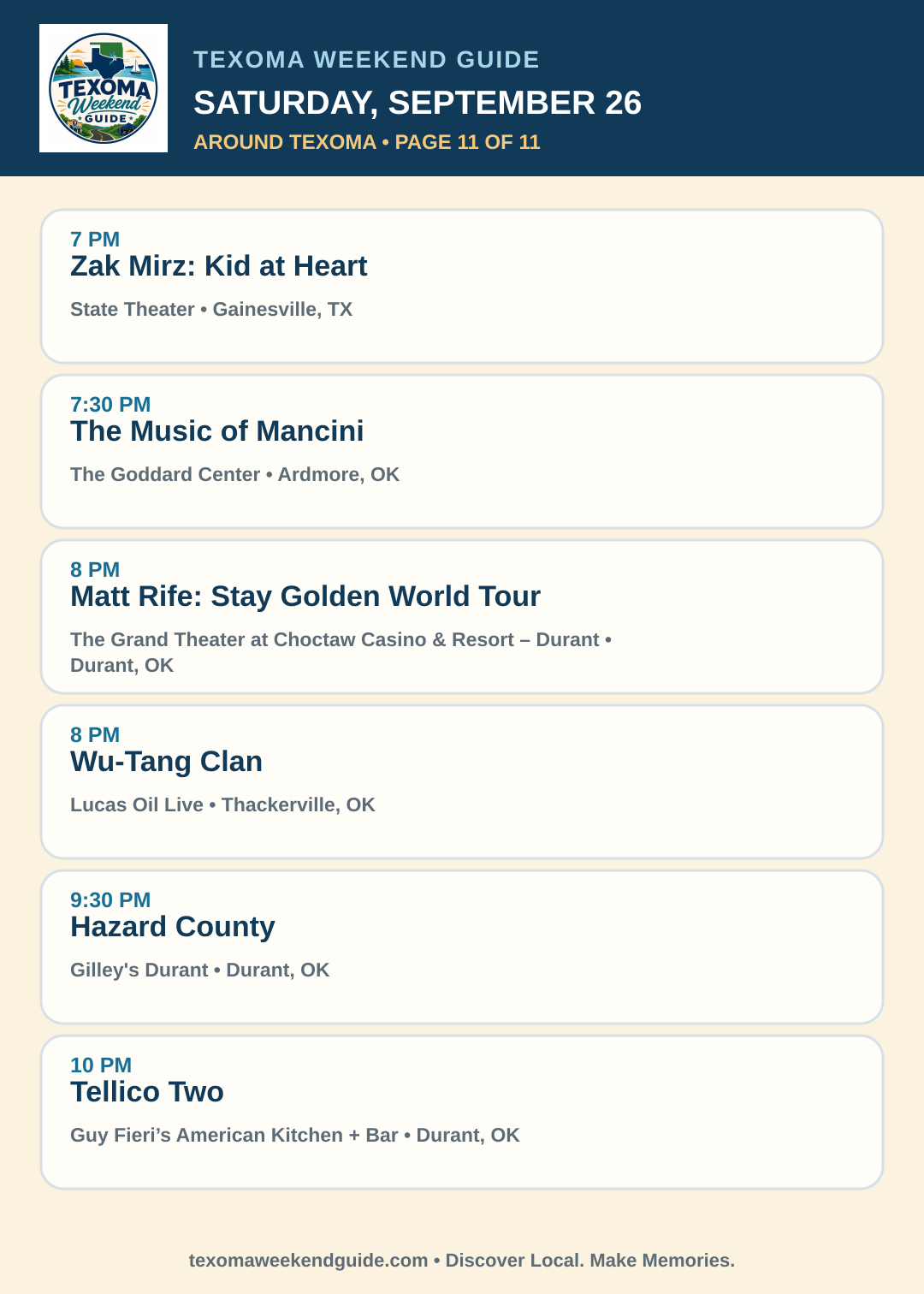 Texoma Weekend Guide Saturday, September 26 roundup — page 11