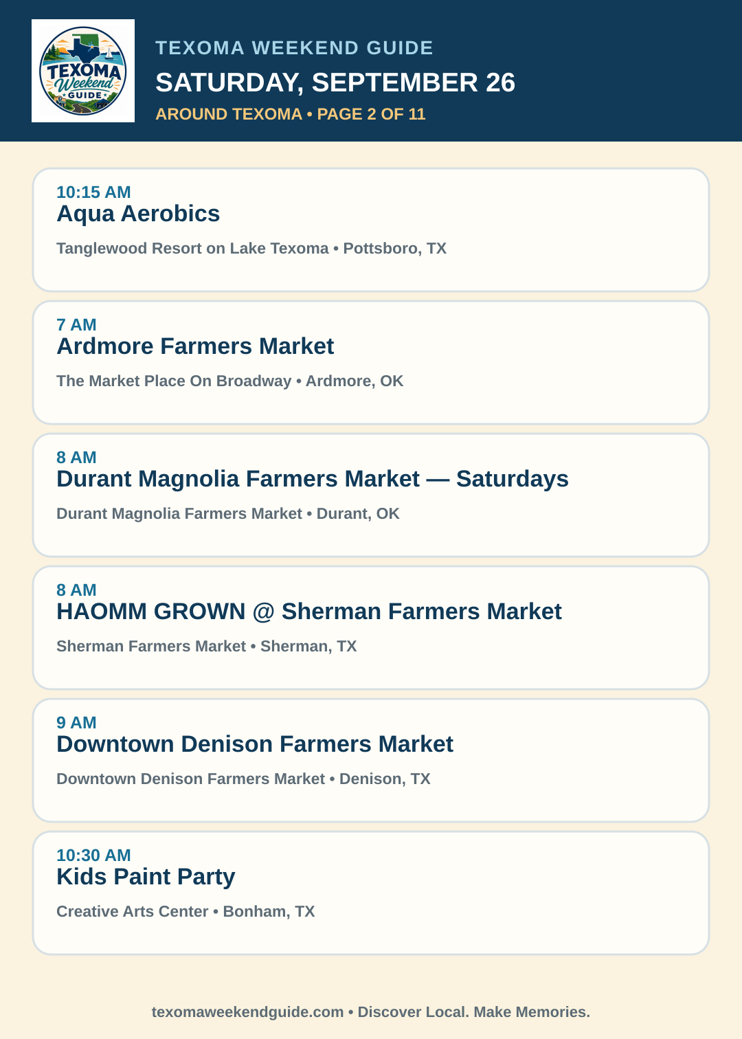 Texoma Weekend Guide Saturday, September 26 roundup — page 2
