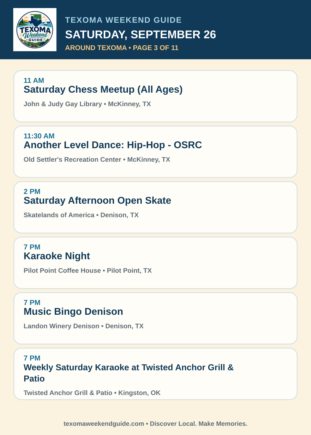 Texoma Weekend Guide Saturday, September 26 roundup — page 3