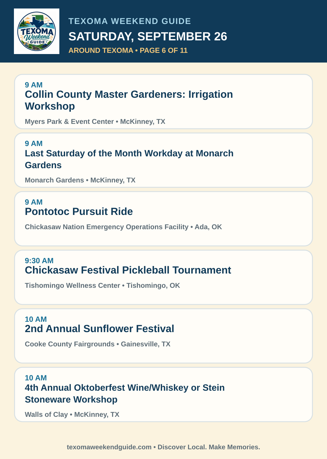 Texoma Weekend Guide Saturday, September 26 roundup — page 6