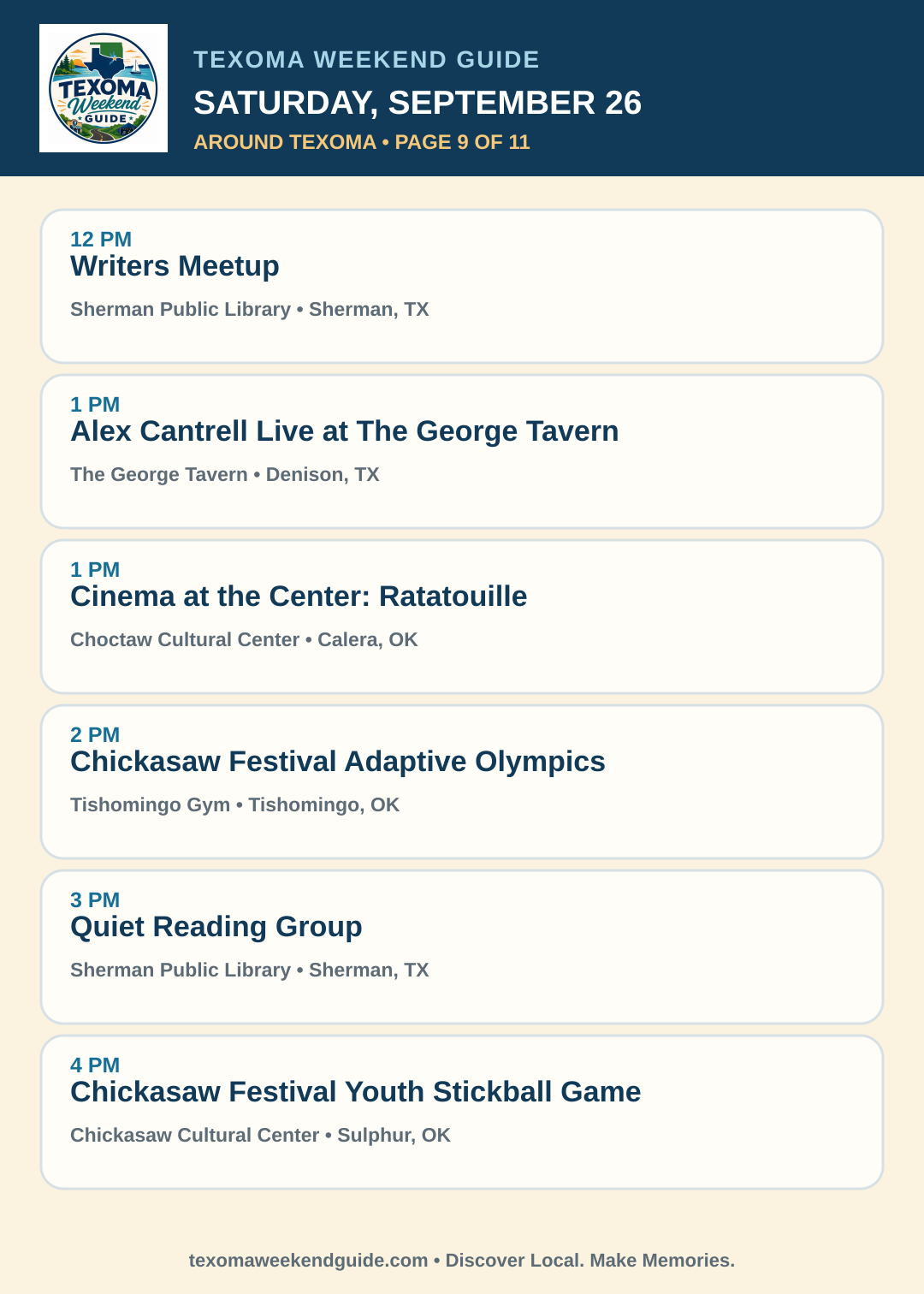 Texoma Weekend Guide Saturday, September 26 roundup — page 9