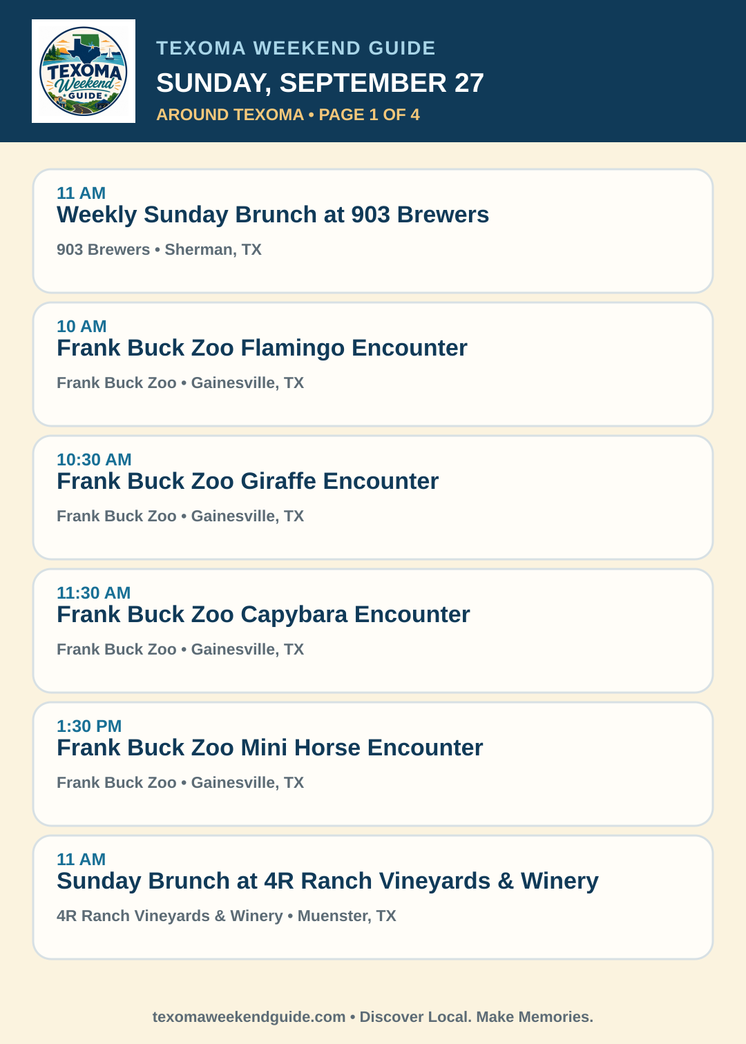Texoma Weekend Guide Sunday, September 27 roundup — page 1