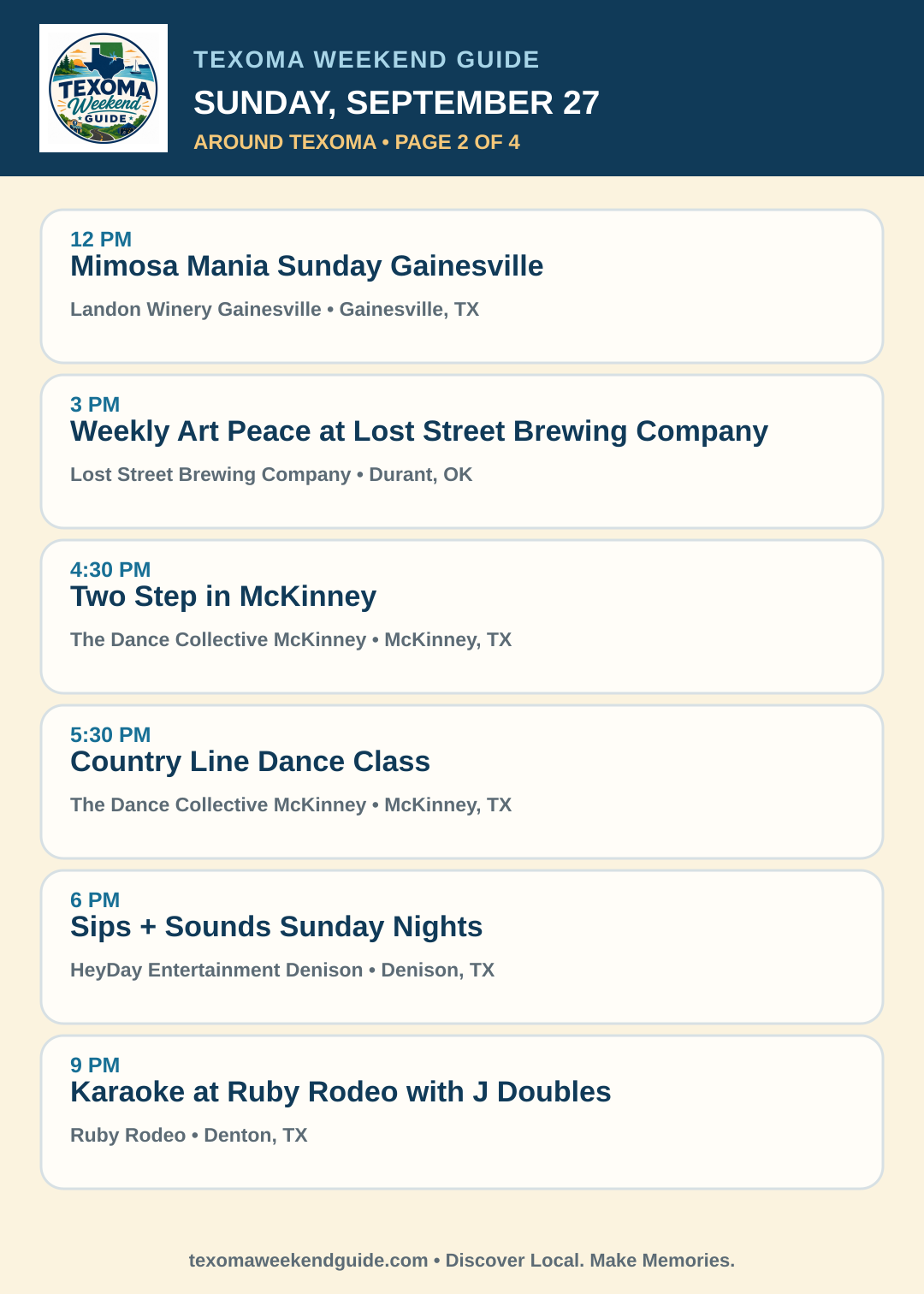 Texoma Weekend Guide Sunday, September 27 roundup — page 2