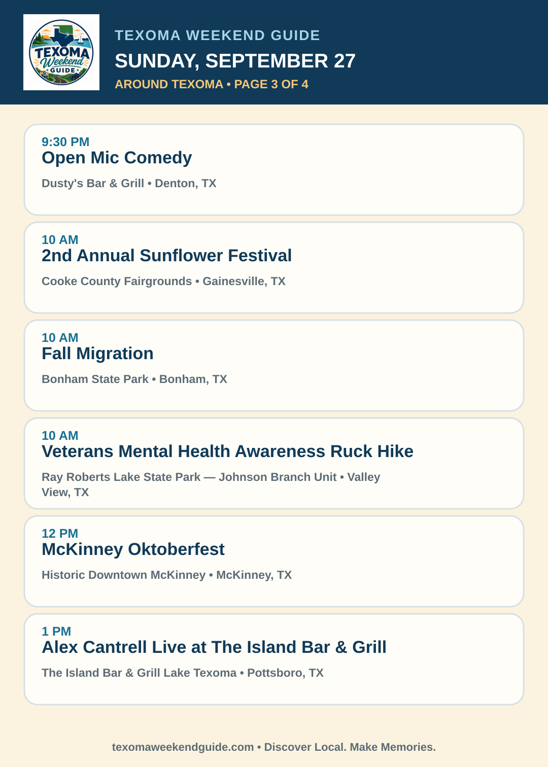 Texoma Weekend Guide Sunday, September 27 roundup — page 3