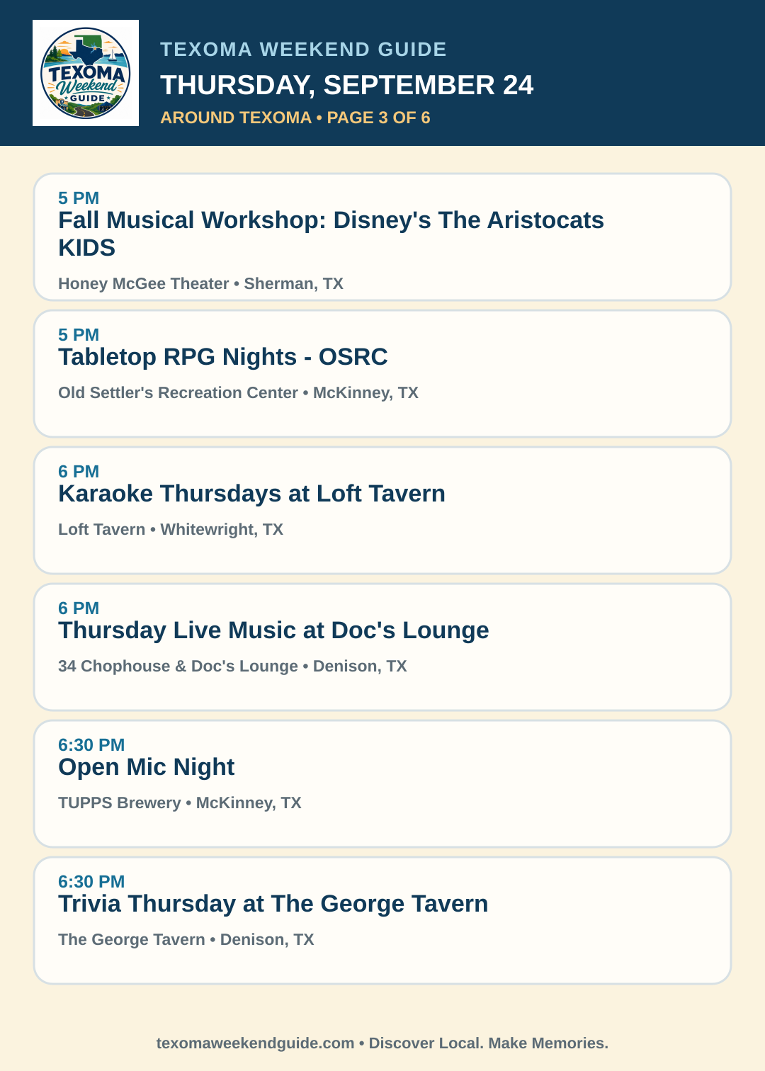 Texoma Weekend Guide Thursday, September 24 roundup — page 3